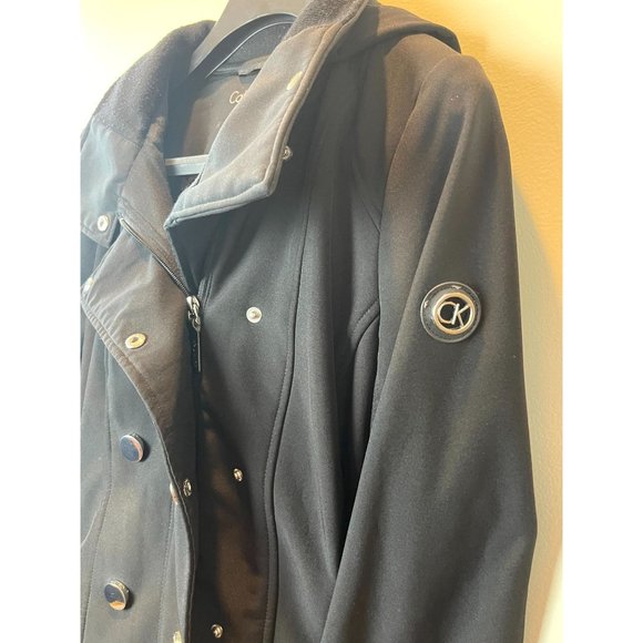 Calvin Klein Women's Hooded Trench Coat Long Sleeves Pockets Blue Size Small - Picture 3 of 9